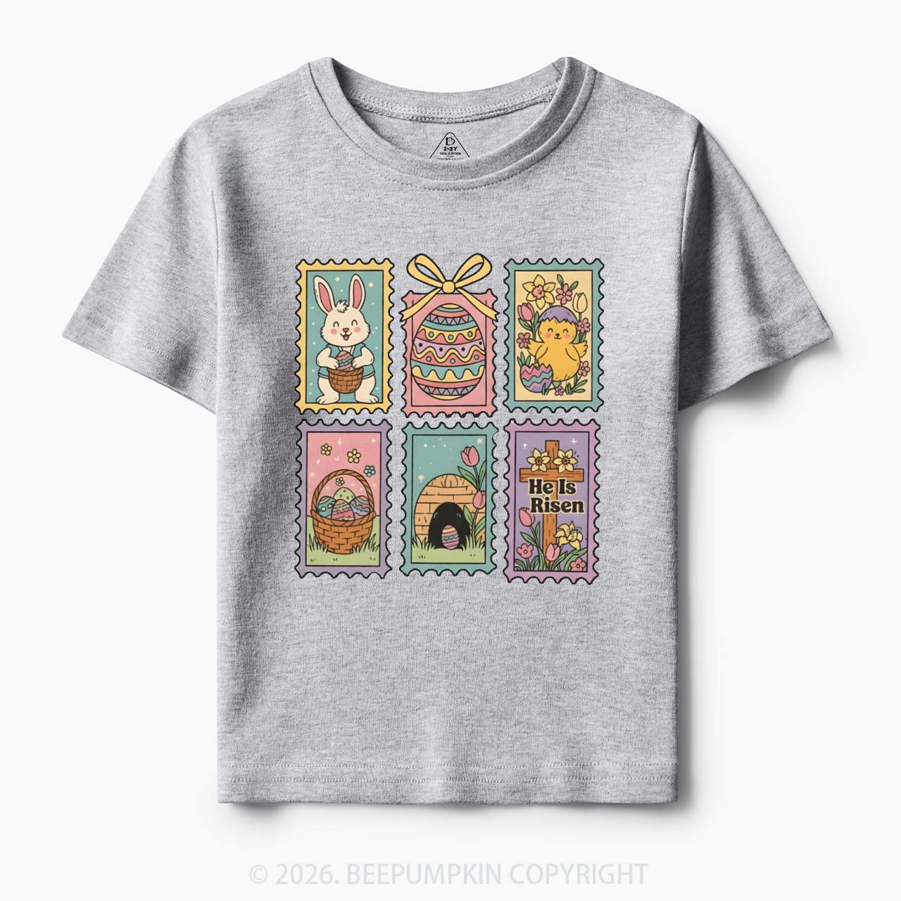 He Is Risen Easter Stamp Toddler&Kid's Tees