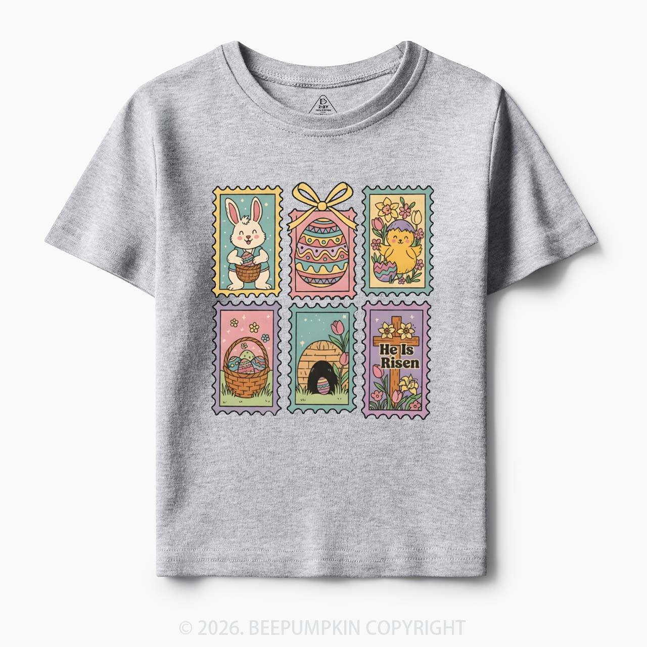 He Is Risen Easter Stamp Toddler&Kid's Tees