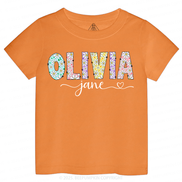 Personalized Name With Daisies Toddler&Kid's Tees Beepumpkin