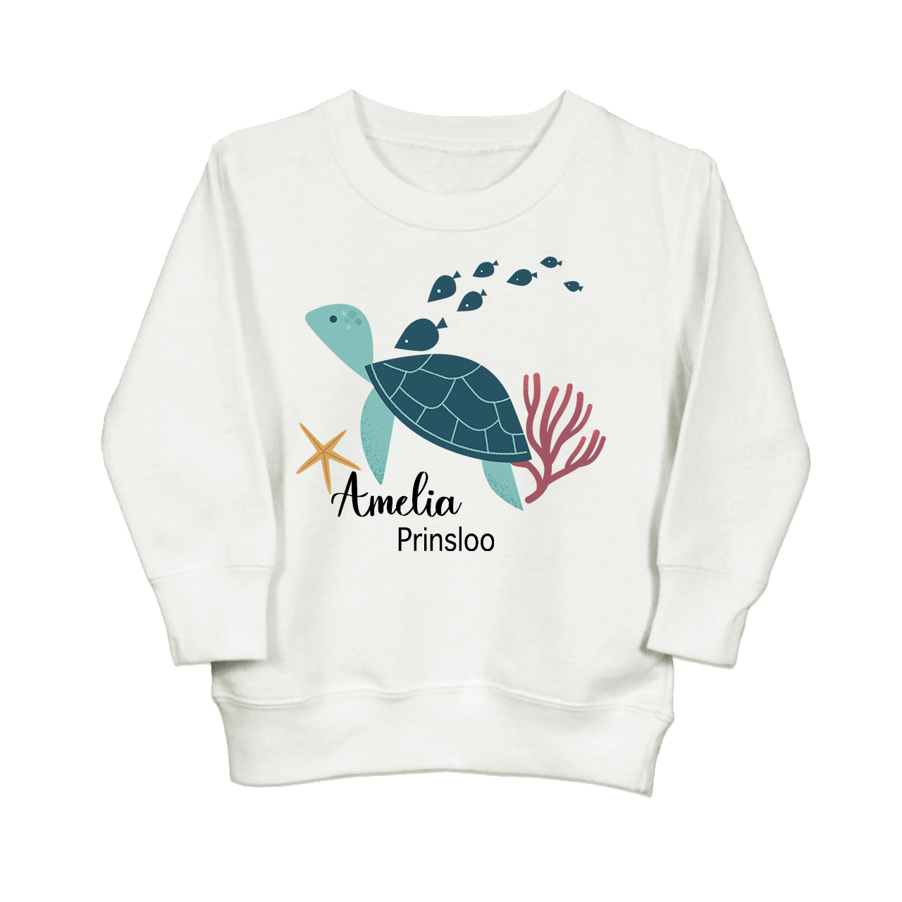 Personalized Turtle And Starfish Kids Sweatshirt