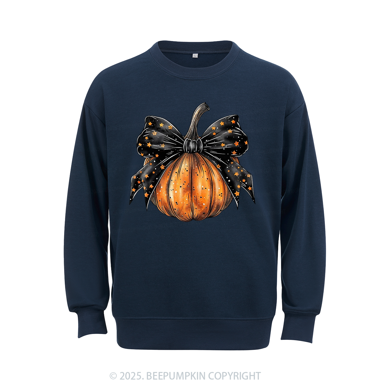 Stars Bow Halloween Sweatshirt Beepumpkin