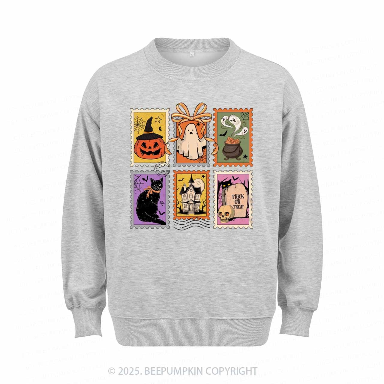 Retro Halloween Cat Ghost Sweatshirt Beepumpkin