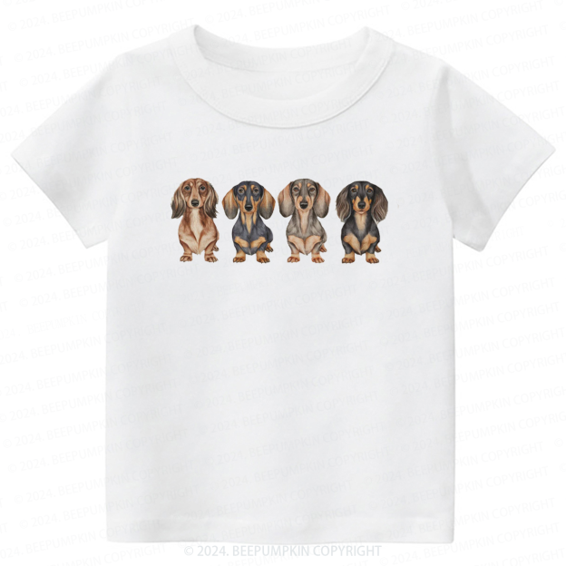 Cute Dachshund Puppies In A Row Toddler&Kids Tees 