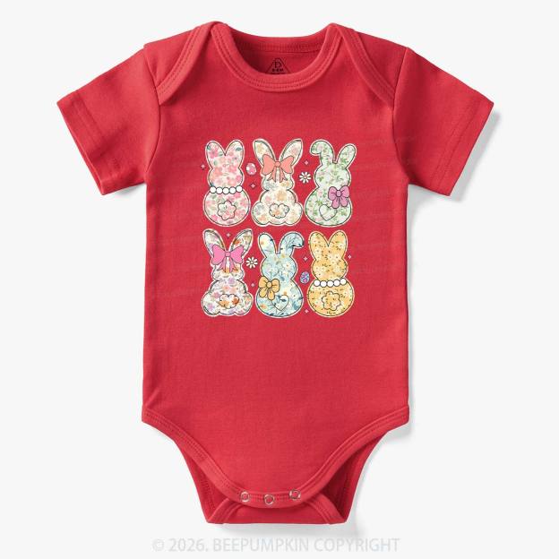 Vintage Spring Floral Bunny Bows Baby Bodysuit