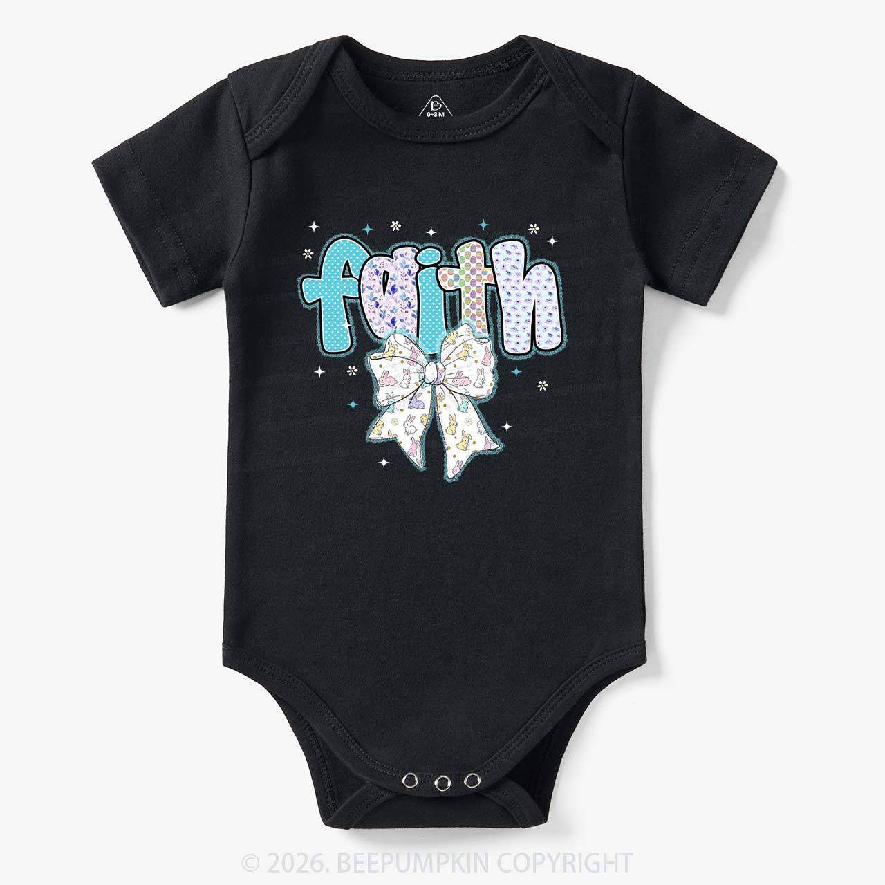 Blooming Faith Bunny Bow Baby Bodysuit