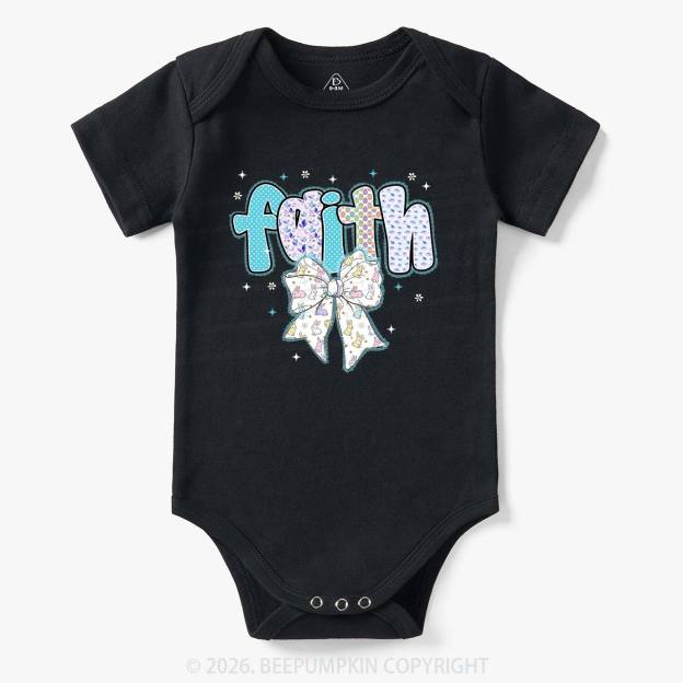 Blooming Faith Bunny Bow Baby Bodysuit