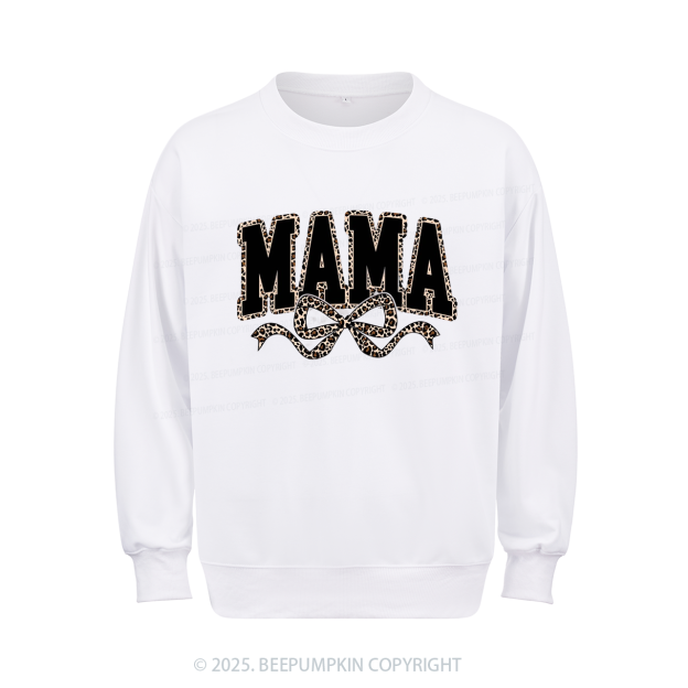 Mama Leopard Coquette Bow Sweatshirt Beepumpkin