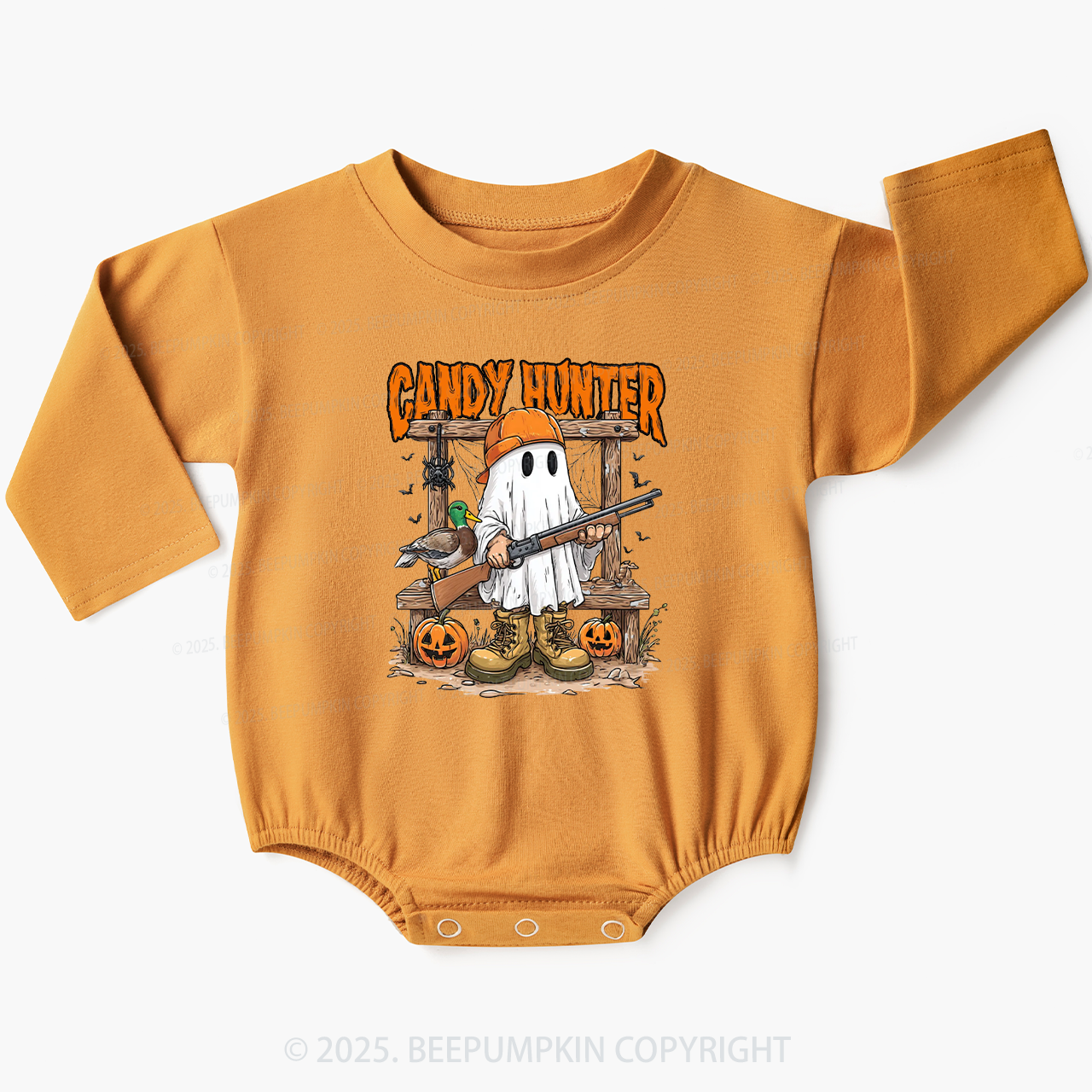 Candy Hunter Halloween Baby Bubble Romper Beepumpkin