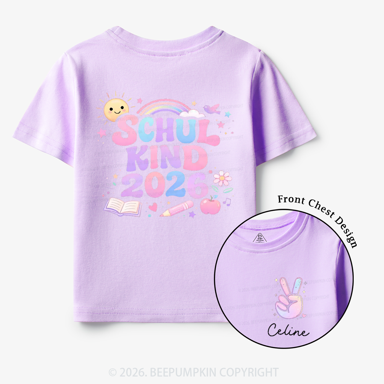 Personalized School Kid 2026 Peace & Sunshine Toddler&Kid's Shirts