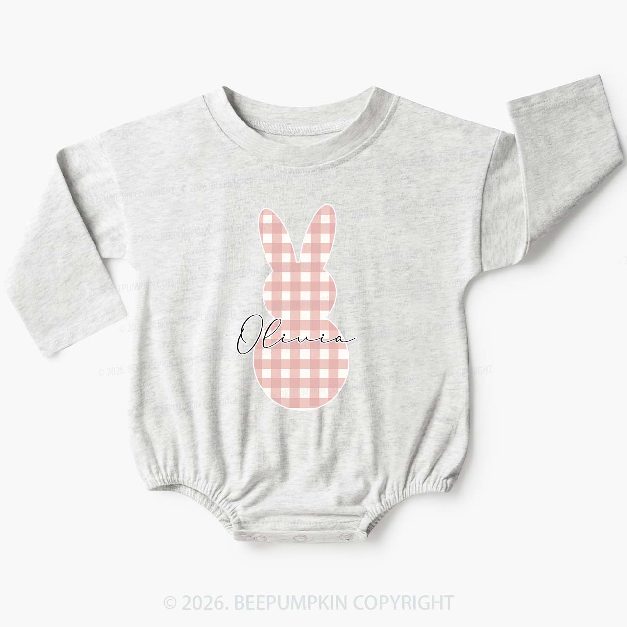 Personalised Easter Petit Gingham Bunny Baby Bubble Romper
