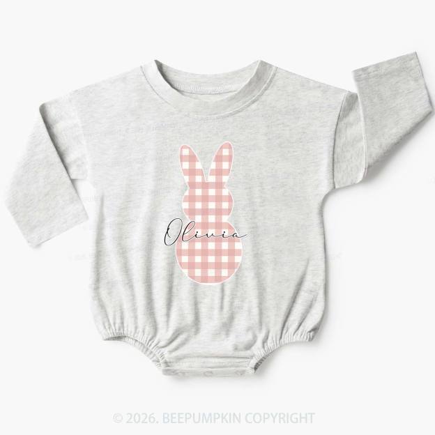 Personalised Easter Petit Gingham Bunny Baby Bubble Romper