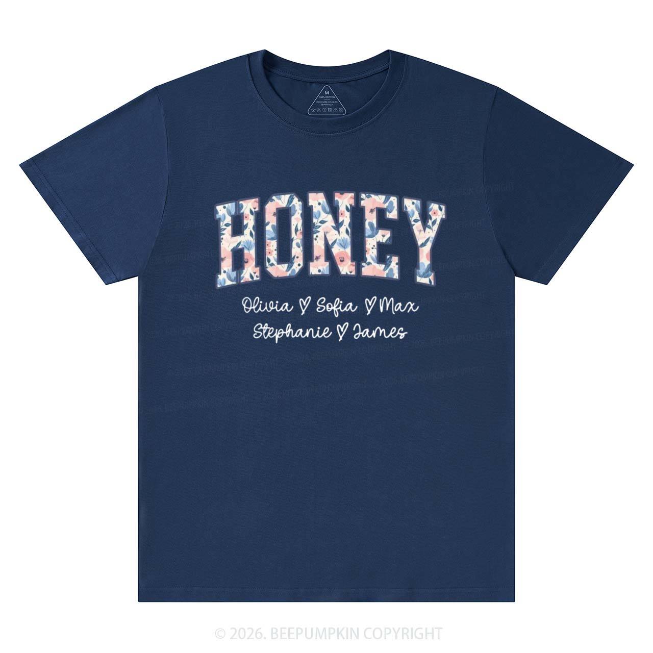 Personalized Floral with Names Mother's Day T-Shirts