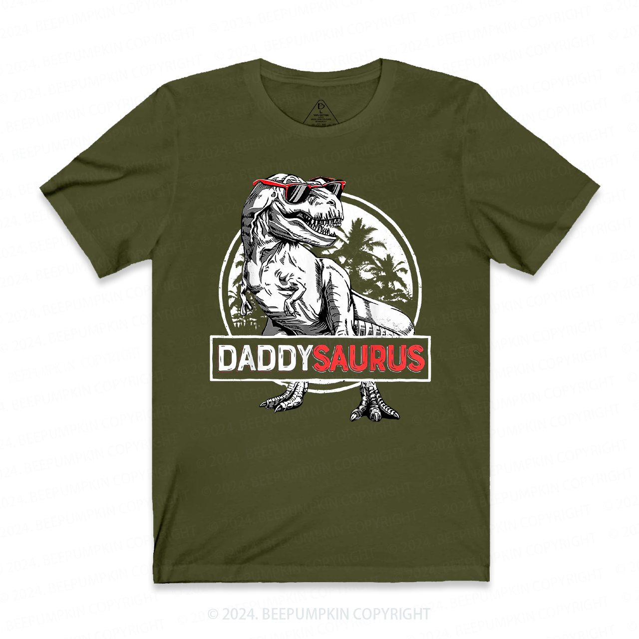 Daddy Saurus T-Rex With Glasses Dad T-shirt