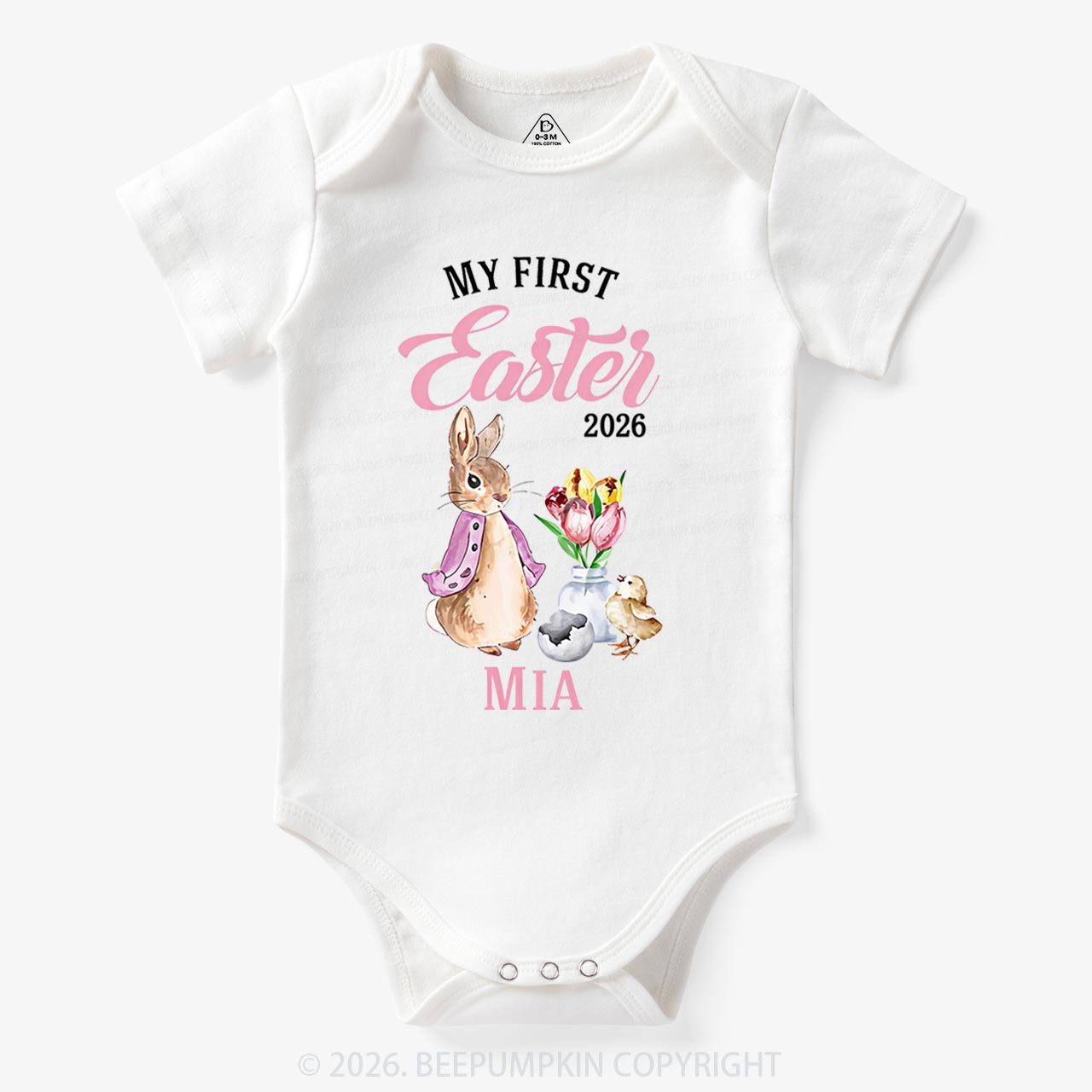 Personalized Little Pink Bunny’s First Easter Baby Bodysuit