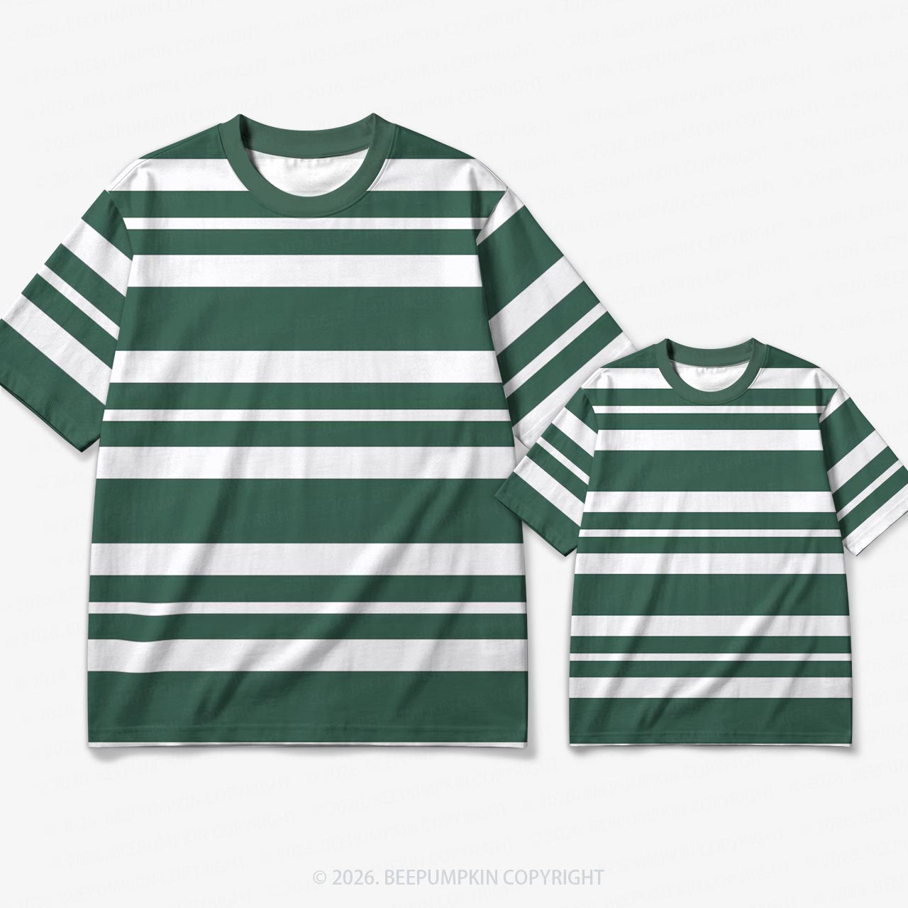 Retro Forest Stripe Family Matching Ringer T-Shirt