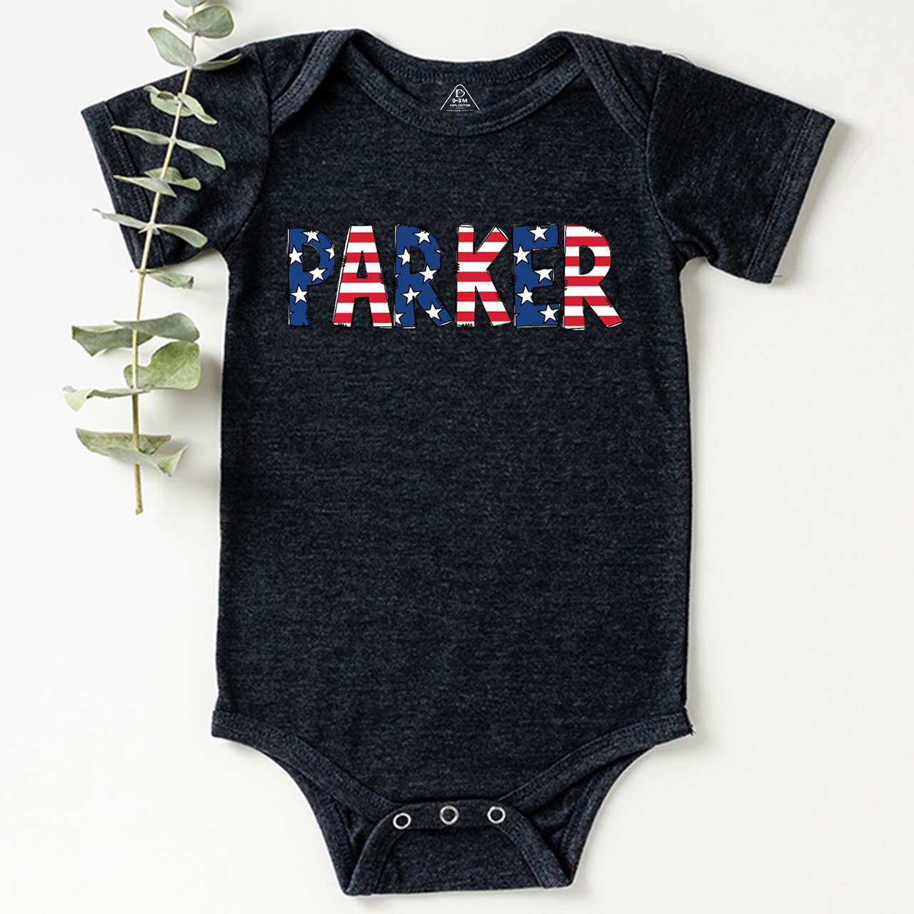 Personalized Name Patriotic Letters  Bodysuit Beepumpkin