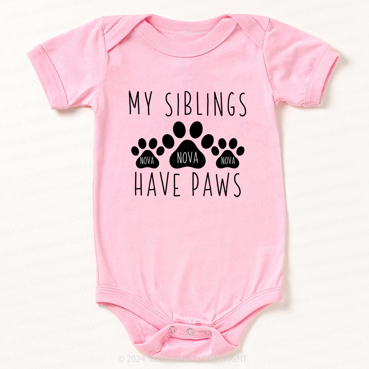 Personalized My Siblings Have Paws Baby Bodysuit