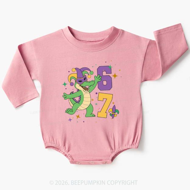 Mardi Gras Alligator 67 Baby Bubble Romper Beepumpkin