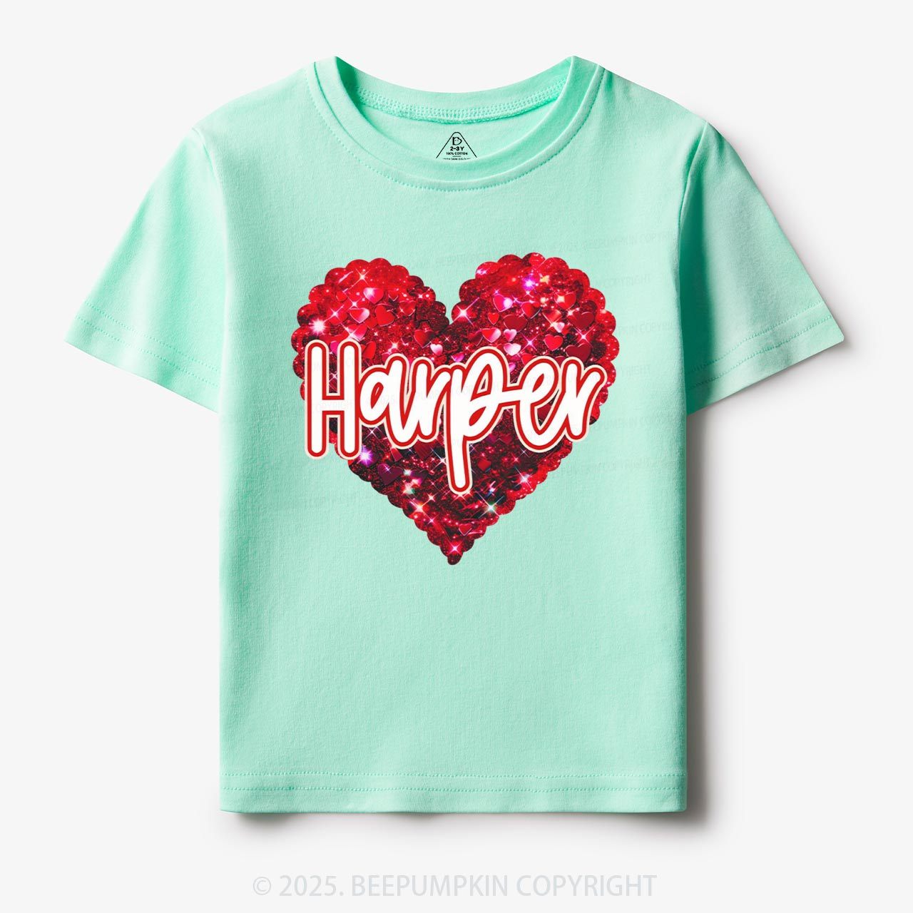 Personalized Sparkling Heart Name Toddler&Kid's Tees Beepumpkin