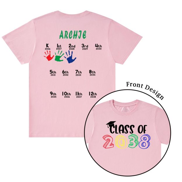 Hand Print-Class Of 2037 Personalized Shirts For School Kids