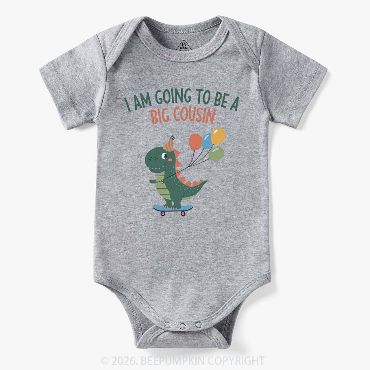 I'm Going To Be A Big Cousin Dinosaur Baby Bodysuit