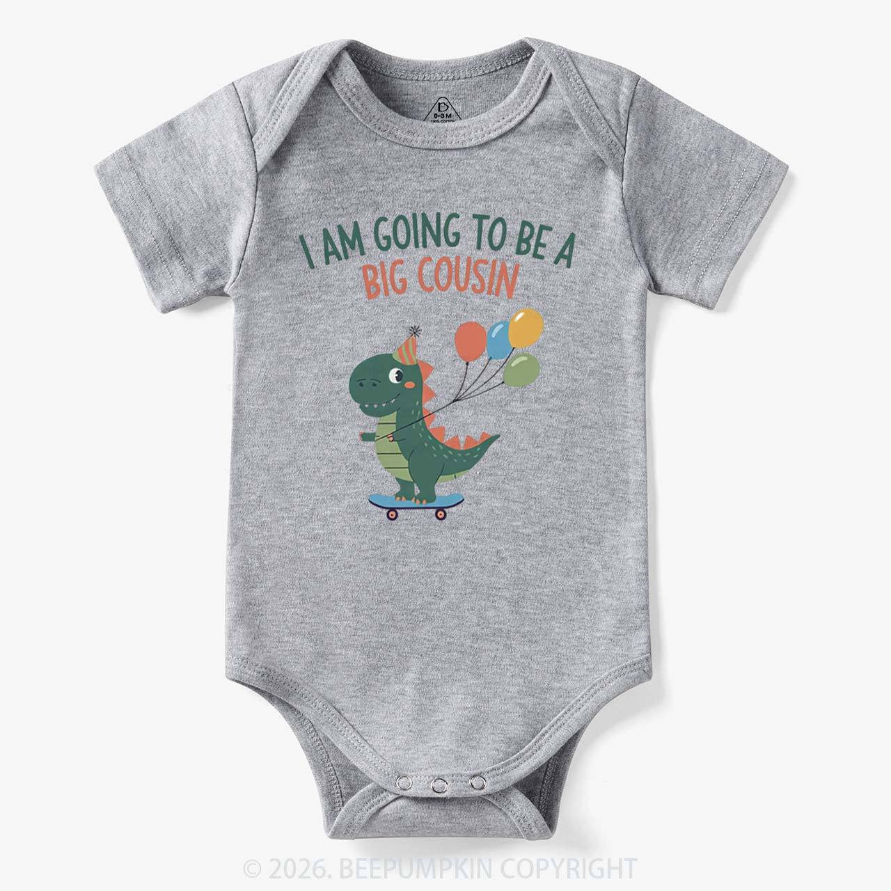 I'm Going To Be A Big Cousin Dinosaur Baby Bodysuit