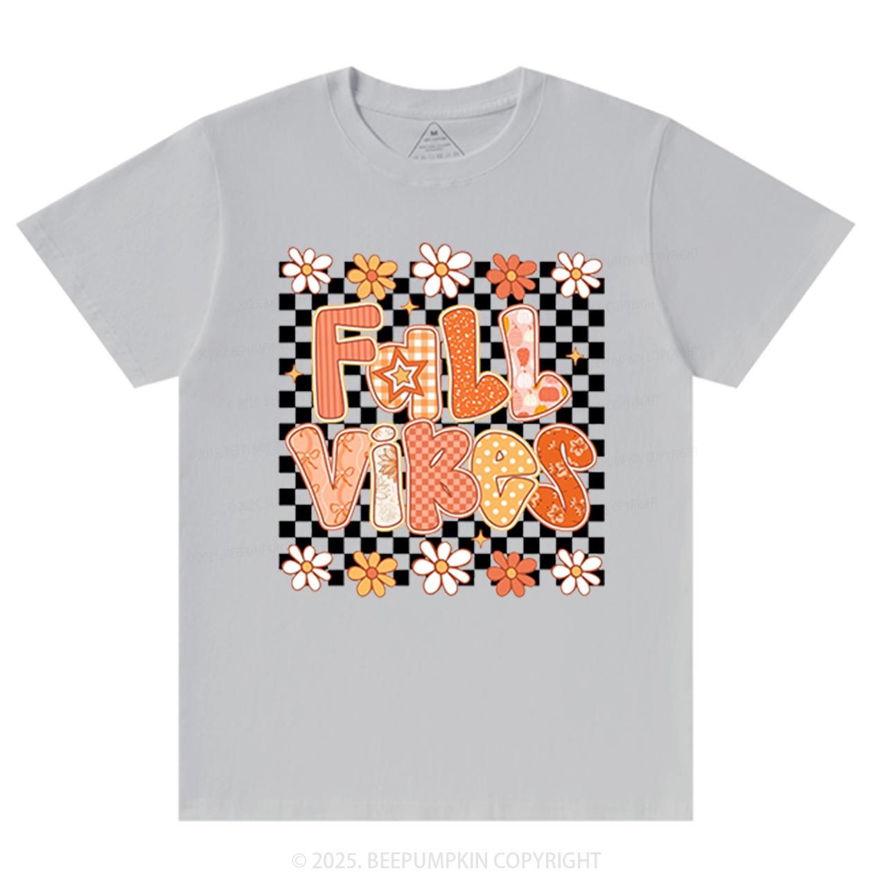 Floral Fall Checkered T-Shirts Beepumpkin