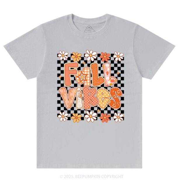 Floral Fall Checkered T-Shirts Beepumpkin