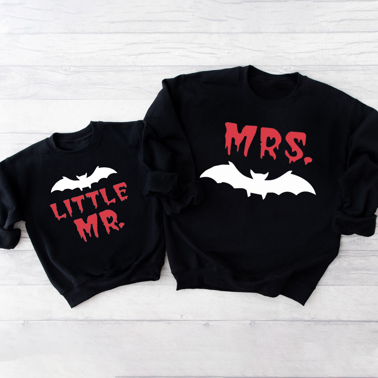 Mr And Mrs Halloween Bat Sweatshirts For Family