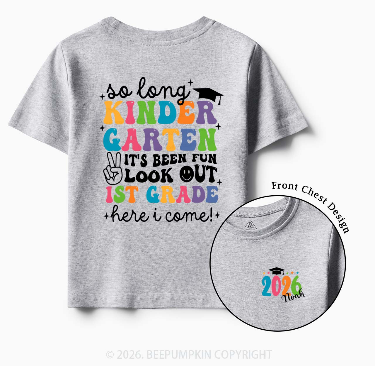 Personalized Name So Long Kindergarten Hello 1st Grade Toddler&Kid's Tees