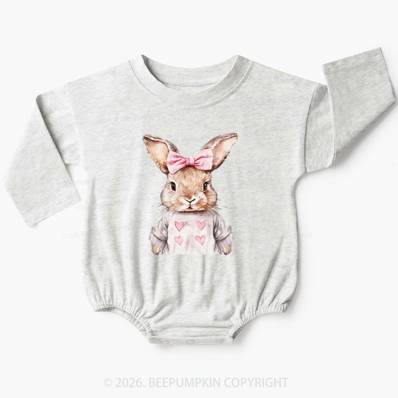 Sweet Bow Bunny Easter Baby Bubble Romper