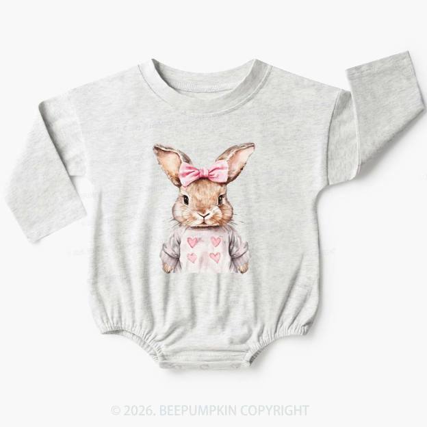 Sweet Bow Bunny Easter Baby Bubble Romper