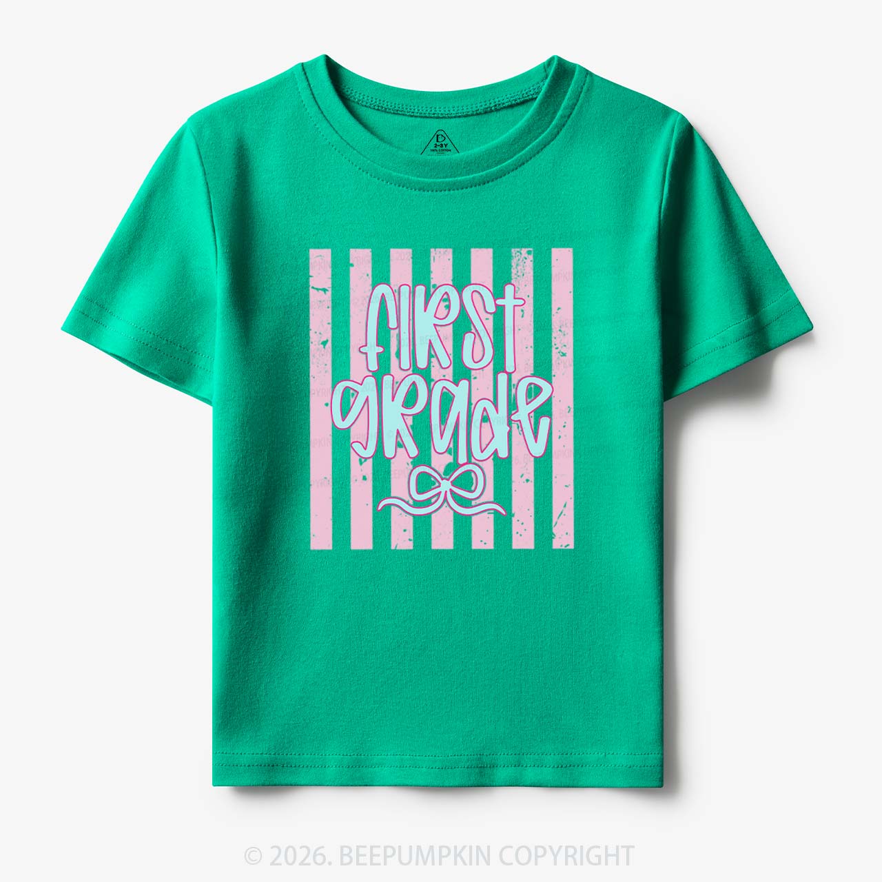 Colorful Stripes First Grade Cutie Bow Toddler&Kid's Tees
