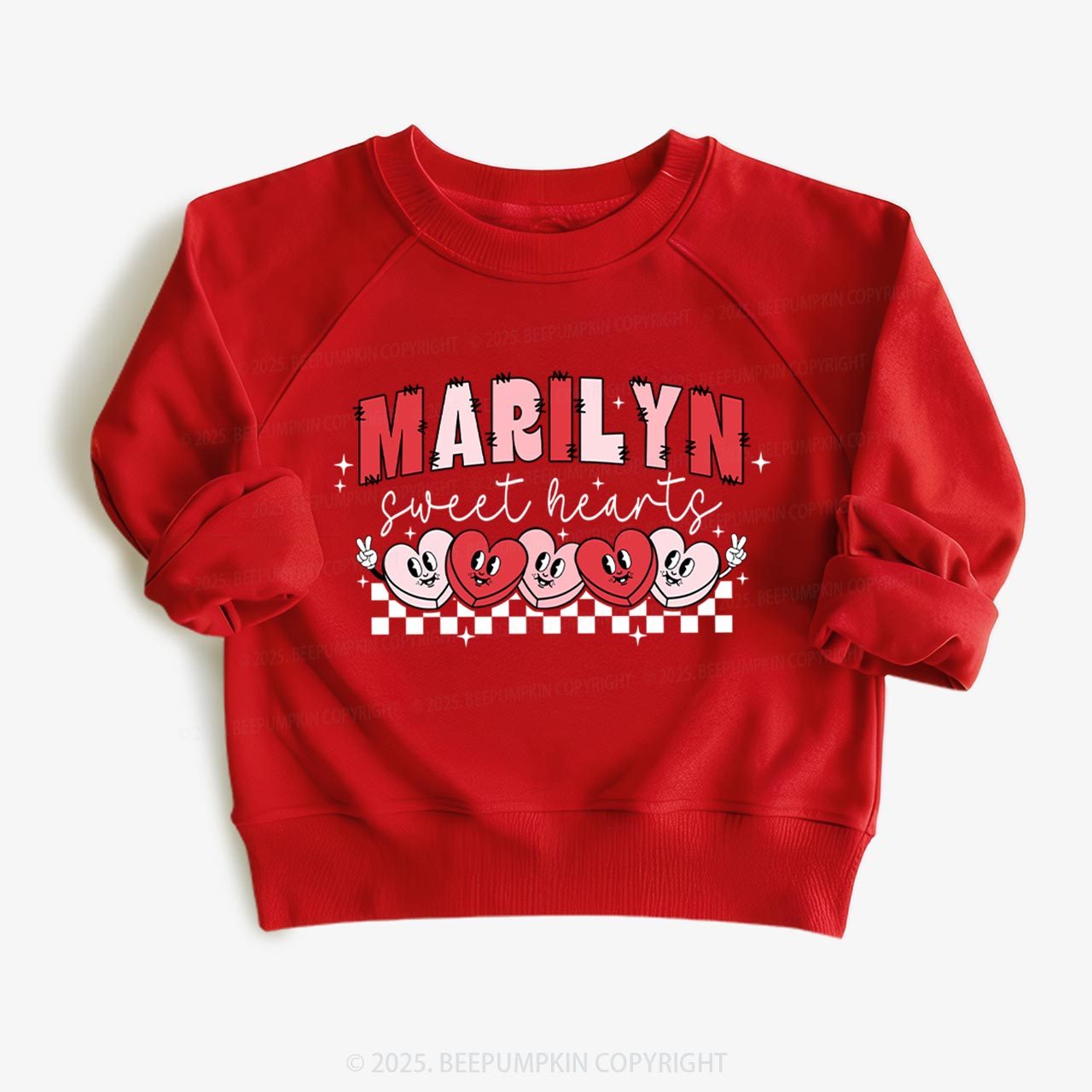 Personalized Pink Heart Smile Kid's Sweatshirt