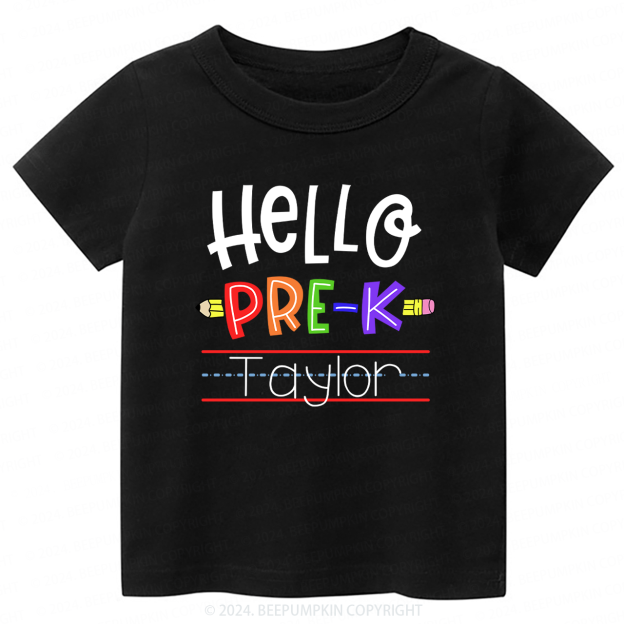Personalized Hello Pre-k Shirt Back to School