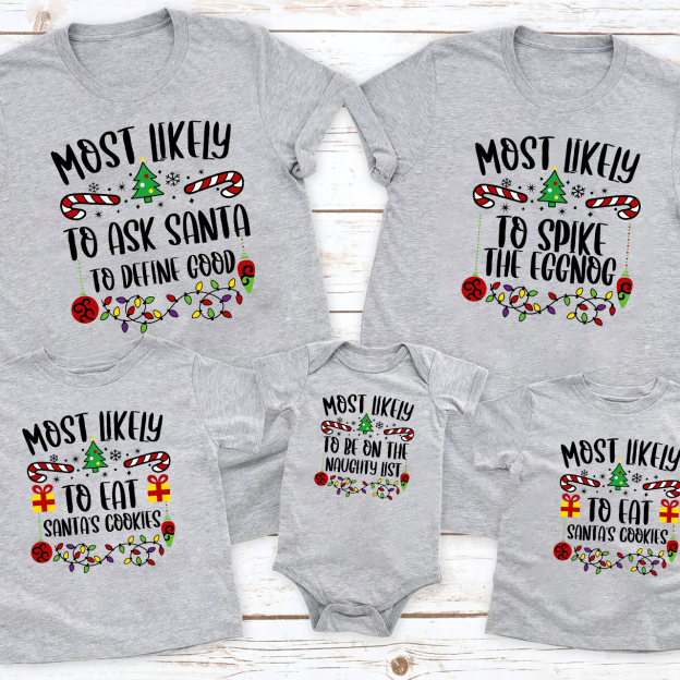 48 Quotes Most Likely To Christmas Family Matching Shirt