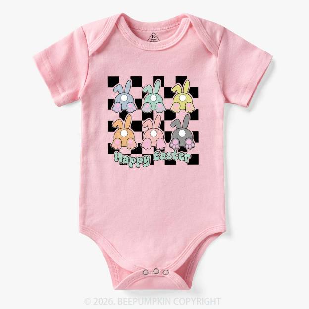 Happy Easter Bunnies Checkered Bodysuit