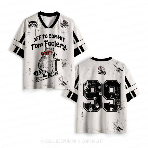 Off To Commit Tom Foolery Silly Raccoon Toddler&Kid's Sport Jersey
