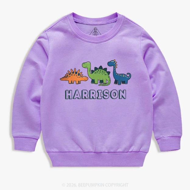 Personalized Cute Dinosaur Name Kid's Sweatshirt