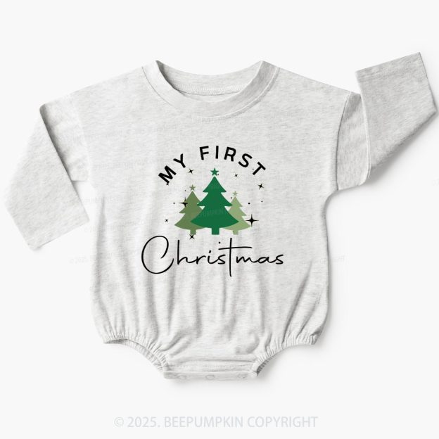 My First Christmas Holiday Baby Bubble Romper Beepumpkin