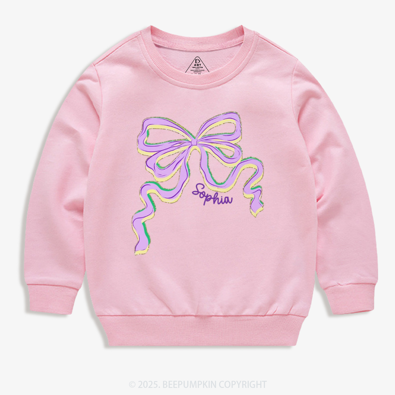 Personalized Sugar Bow Mardi Gras Kid's Sweatshirt