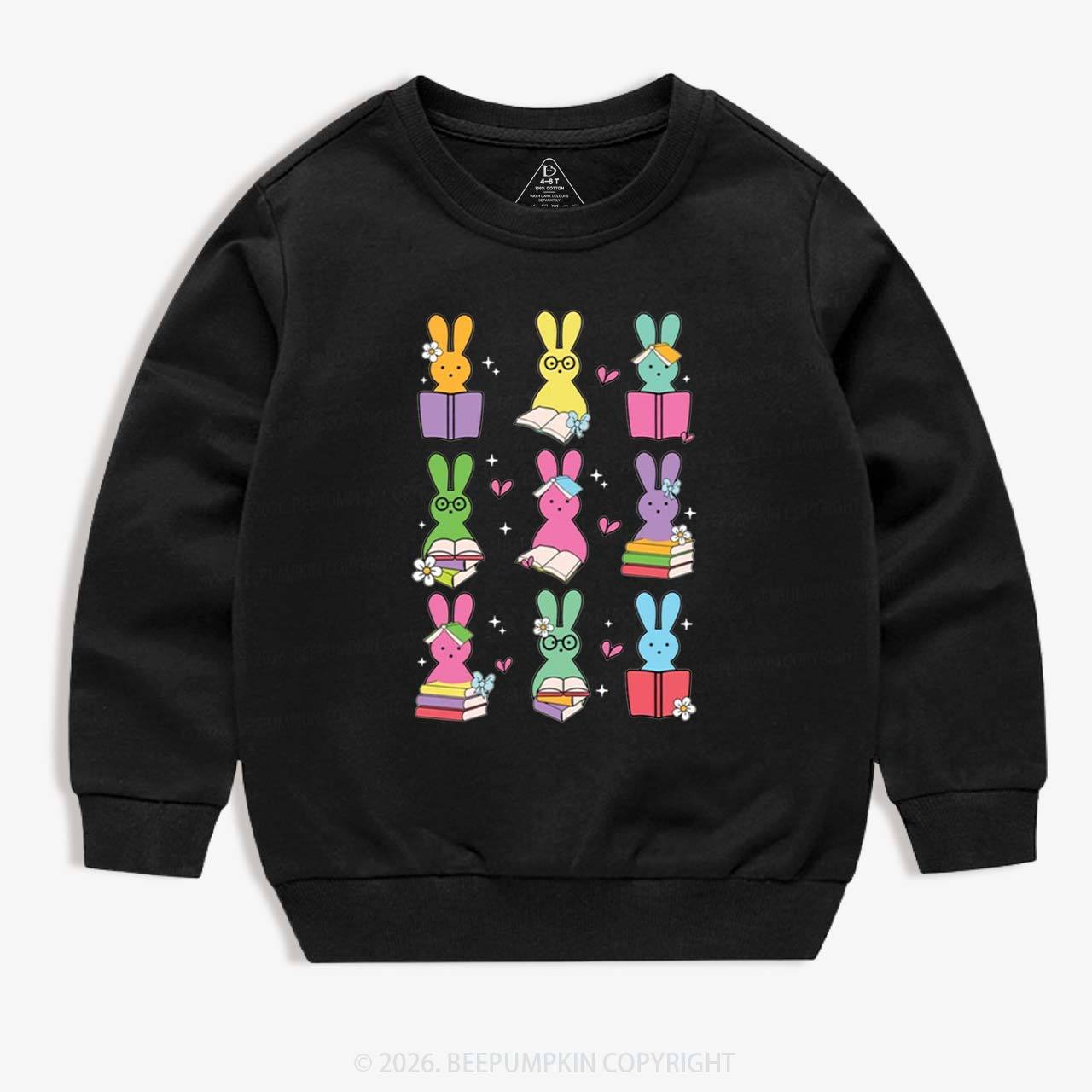 Book Lover Easter Bunnies Kid's Sweatshirt