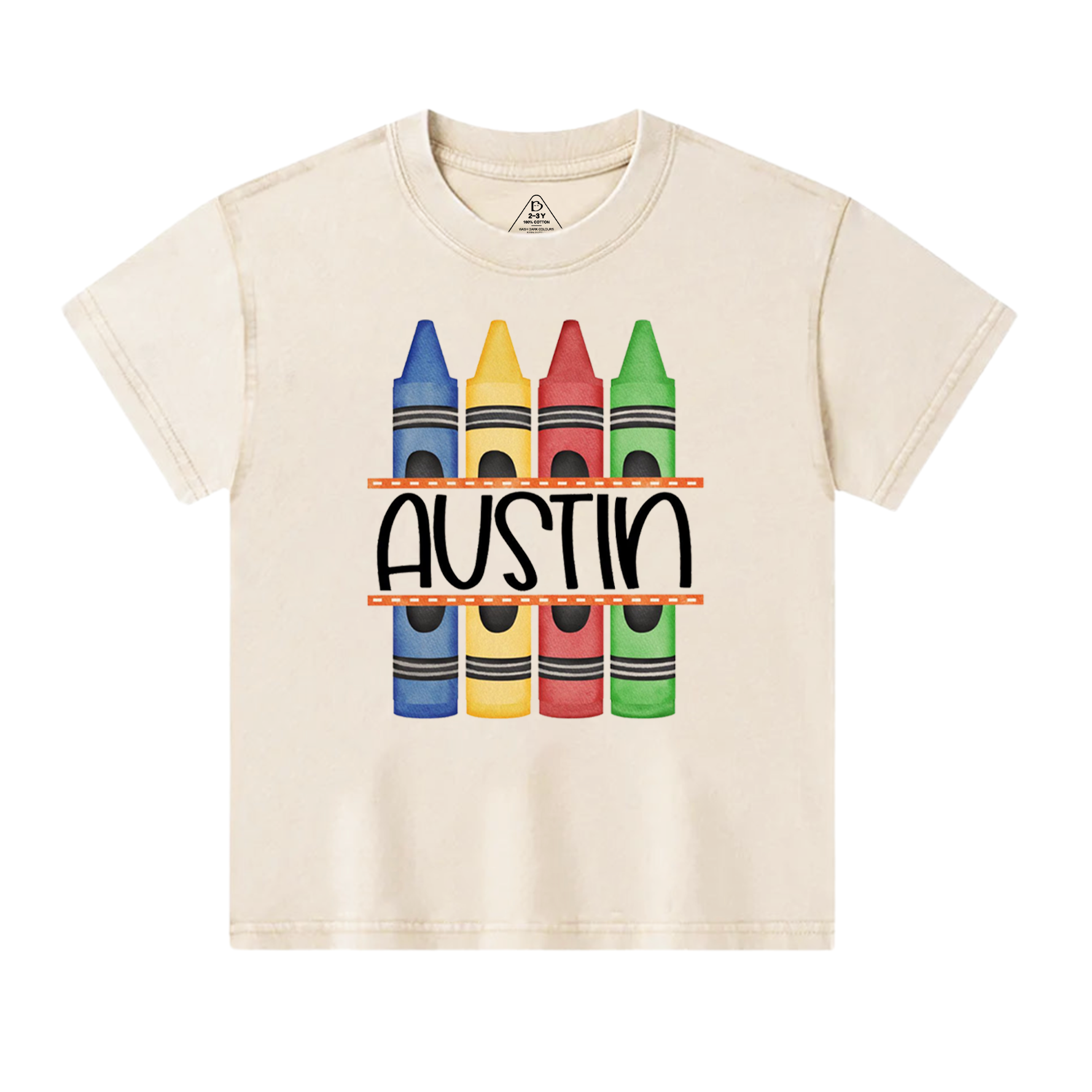 Personalized Crayon Name Back To School Toddler&Kids Washed Tees