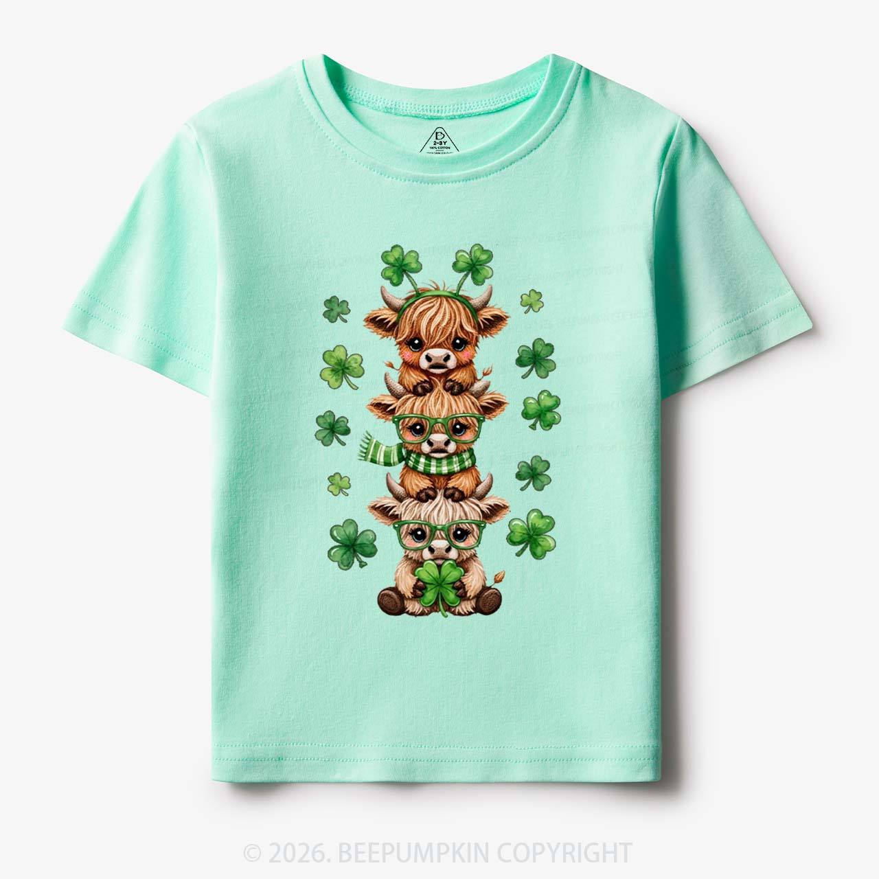 Highland Cow St. Patrick's Day Toddler&Kid's Tees Beepumpkin