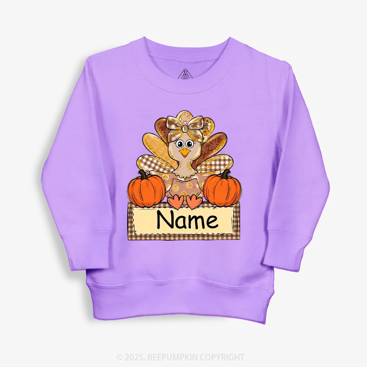 Personalized Fall Turkey Name Thanksgiving Kid's Sweatshirt