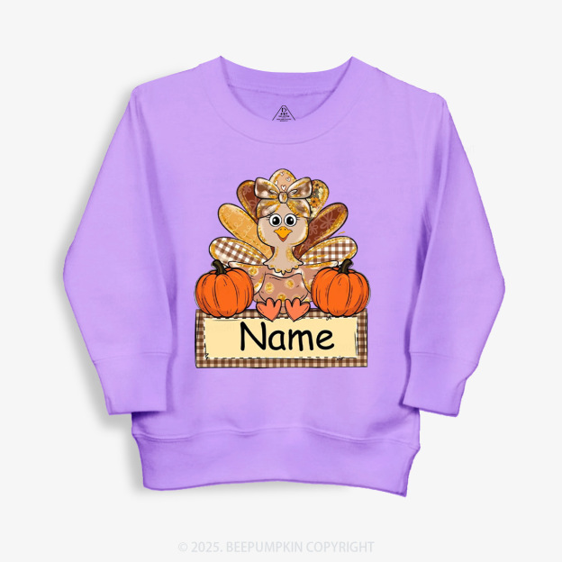 Personalized Fall Turkey Name Thanksgiving Kid's Sweatshirt