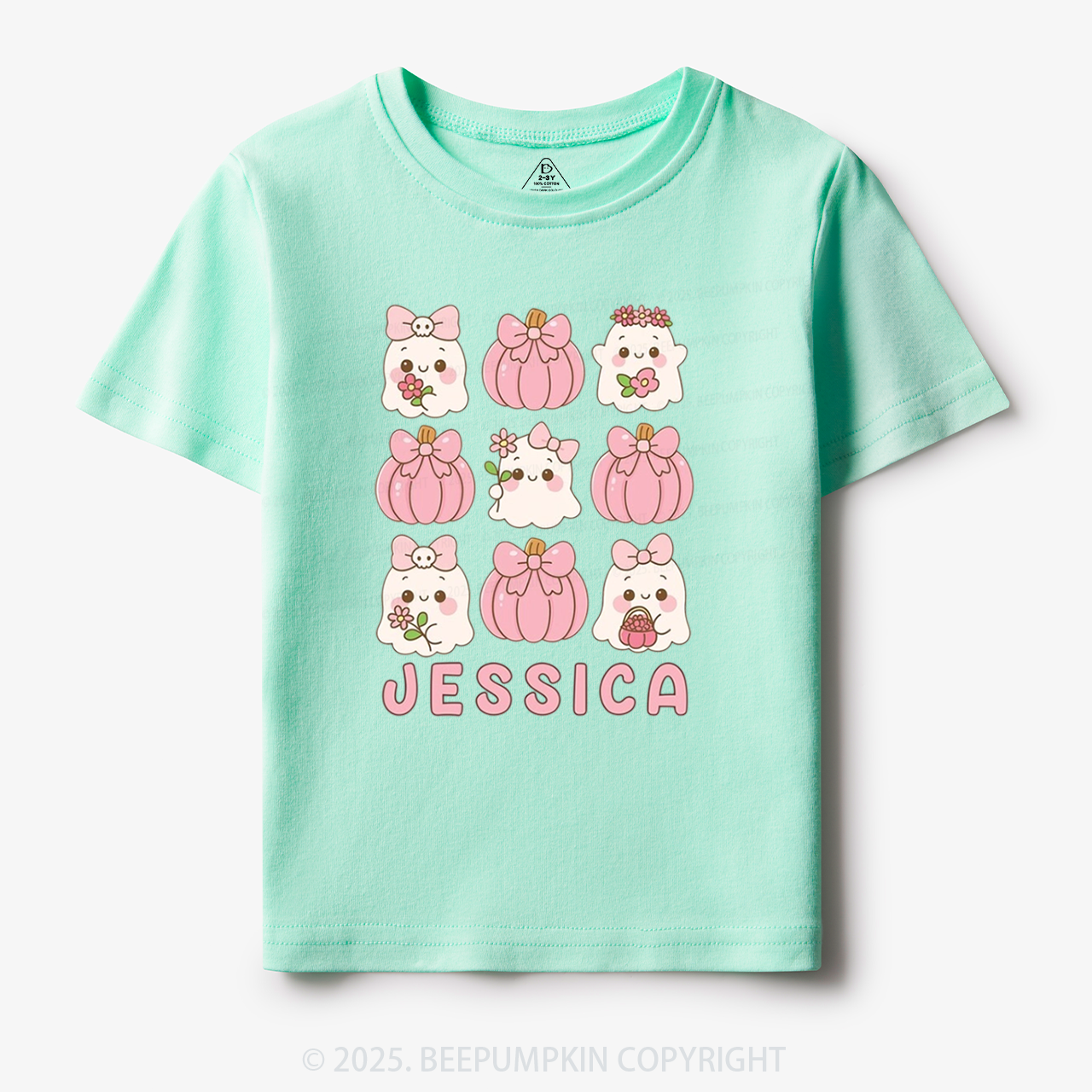 Personalized Ghost Pumpkin Name Halloween Toddler&Kid's Tees Beepumpkin