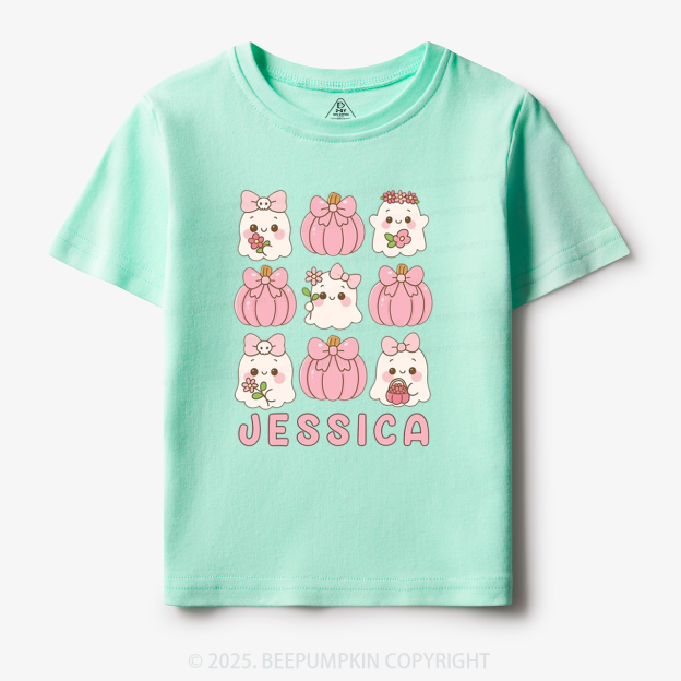 Personalized Ghost Pumpkin Name Halloween Toddler&Kid's Tees Beepumpkin