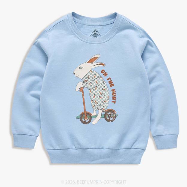Bunny Scooter On The Hunt For Easter Eggs Kid's Sweatshirt