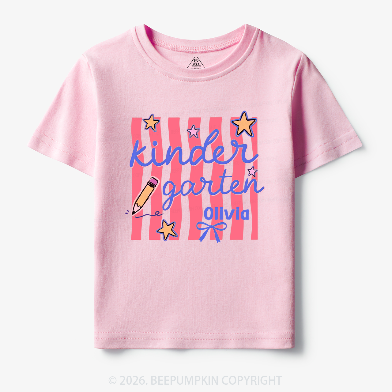 Personalized Retro Stripe Kindergarten Toddler&Kid's Tees